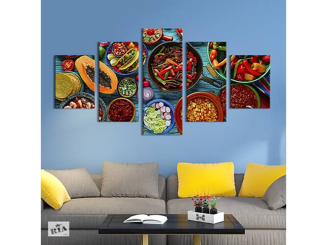Модульная картина из 5 частей на холсте KIL Art Вкусная мексиканская кухня 112x54 см (295-52)