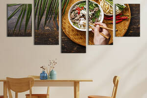 Модульная картина из 5 частей на холсте KIL Art Вкусное азиатское блюдо 162x80 см (305-52)
