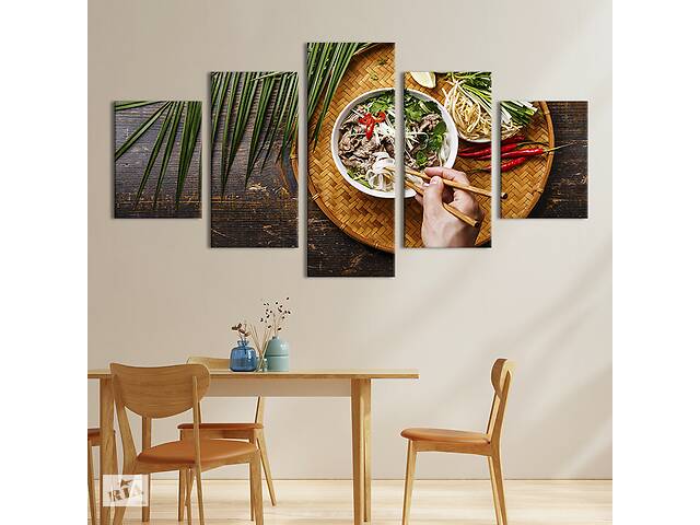 Модульная картина из 5 частей на холсте KIL Art Вкусное азиатское блюдо 112x54 см (305-52)