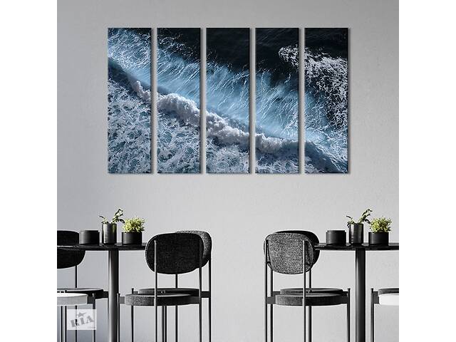 Модульная картина из 5 частей на холсте KIL Art Волны северного моря 87x50 см (456-51)