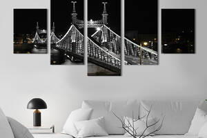Модульная картина из 5 частей на холсте KIL Art Восхитительный мост Свободы в Будапеште 112x54 см (321-52)