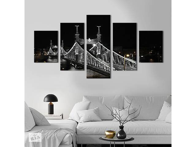 Модульная картина из 5 частей на холсте KIL Art Восхитительный мост Свободы в Будапеште 112x54 см (321-52)