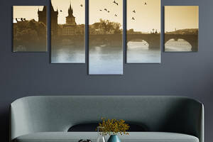 Модульная картина из 5 частей на холсте KIL Art Вид на Карлов мост в Праге 162x80 см (317-52)