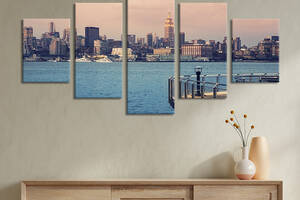 Модульная картина из 5 частей на холсте KIL Art Вид на Манхэттен с обзорной площадки 162x80 см (369-52)