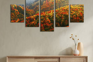 Модульная картина из 5 частей на холсте KIL Art Вид на бескрайний лес 162x80 см (598-52)