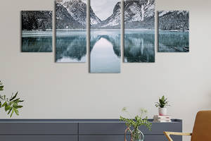 Модульная картина из 5 частей на холсте KIL Art Вид на озеро Тоблахер 162x80 см (641-52)