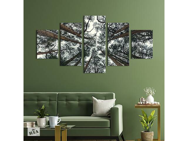 Модульная картина из 5 частей на холсте KIL Art Высокий кедровый лес 162x80 см (617-52)