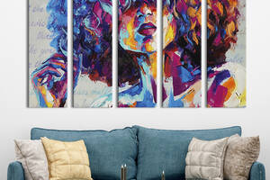 Модульная картина из 5 частей на холсте KIL Art Яркая абстрактная девушка с пышной причёской 132x80 см