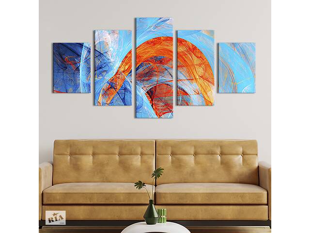 Модульная картина из 5 частей на холсте KIL Art Яркое сочетание синего и оранжевого цвета 187x94 см (56-52)
