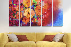 Модульная картина из 5 частей на холсте KIL Art Яркие красивые цветы 87x50 см (240-51)