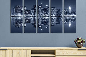 Модульная картина из 5 частей на холсте KIL Art Яркие ночные высотки Бруклина 87x50 см (362-51)