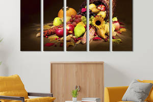 Модульная картина из 5 частей на холсте KIL Art Изобилие осенних овощей и фруктов 132x80 см (273-51)