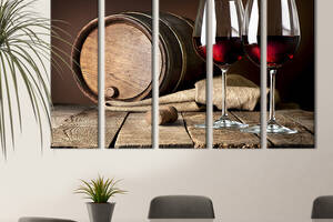 Модульная картина из 5 частей на холсте KIL Art Изысканное красное вино 132x80 см (287-51)