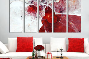 Модульная картина из 5 частей на холсте KIL Art Загадочная красно-белая абстракция 132x80 см (16-51)