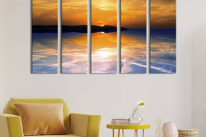 Модульная картина из 5 частей на холсте KIL Art Закат солнца над морем 132x80 см (448-51)