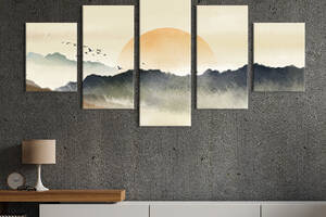 Модульная картина из 5 частей на холсте KIL Art Закат солнца 162x80 см (640-52)