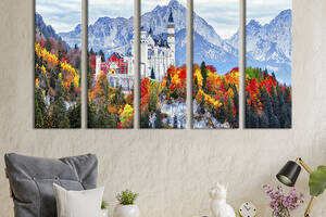 Модульная картина из 5 частей на холсте KIL Art Замок Нойшванштайн в Германии 132x80 см (392-51)