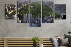 Модульная картина из 5 частей на холсте KIL Art Зелёный Центральный Парк Нью-Йорка 162x80 см (332-52)
