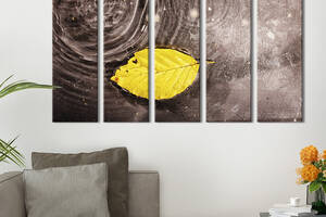 Модульная картина из 5 частей на холсте KIL Art Жёлтый лист на поверхности воды 87x50 см (511-51)