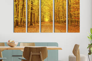 Модульная картина из 5 частей на холсте KIL Art Жёлтые осенние деревья 132x80 см (562-51)