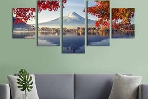 Модульная картина из 5 частей на холсте KIL Art Жемчужина Японии - гора Фудзияма 112x54 см (624-52)