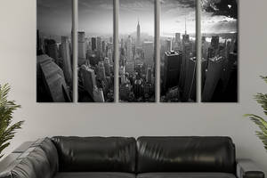 Модульная картина из 5 частей на холсте KIL Art Жилые высотки Нью-Йорка 132x80 см (313-51)