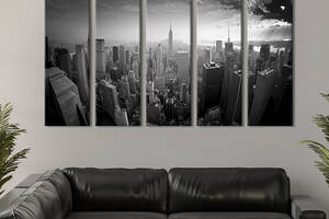 Модульная картина из 5 частей на холсте KIL Art Жилые высотки Нью-Йорка 87x50 см (313-51)