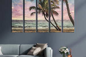 Модульная картина из 5 частей на холсте KIL Art Живописный пляж Гавайских островов 87x50 см (414-51)