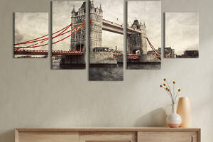 Модульная картина из 5 частей на холсте KIL Art Знаменитый Тауэрский мост в Лондоне 187x94 см (335-52)