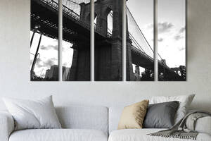 Модульная картина из 5 частей на холсте KIL Art Знаменитый Бруклинский мост в Нью-Йорке 132x80 см (379-51)