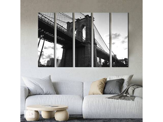 Модульная картина из 5 частей на холсте KIL Art Знаменитый Бруклинский мост в Нью-Йорке 155x95 см (379-51)