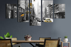 Модульная картина из 5 частей на холсте KIL Art Знаменитые лондонские такси 162x80 см (390-52)