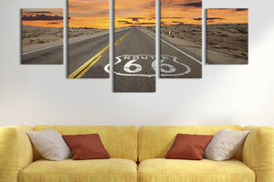 Модульная картина из 5 частей на холсте KIL Art Знаменитое шоссе 66 в США 162x80 см (503-52)