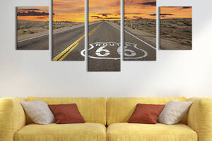 Модульная картина из 5 частей на холсте KIL Art Знаменитое шоссе 66 в США 112x54 см (503-52)