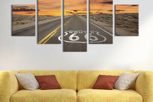 Модульная картина из 5 частей на холсте KIL Art Знаменитое шоссе 66 в США 187x94 см (503-52)