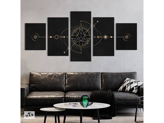 Модульная картина из 5 частей на холсте KIL Art Золотое созвездие 187x94 см (MK53623)