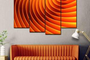 Модульная картина из четырех частей Art Studio Shop Абстрактные линии оранжевого оттенка 129x90 см (M4_L_159)
