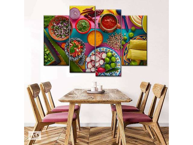 Модульна картина із чотирьох частин Art Studio Shop Асорті із салатів 89x56 см (M4_M_87)