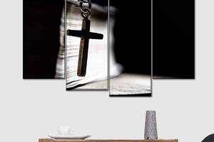 Модульная картина из четырех частей Art Studio Shop Библия и крест 129x90 см (M4_L_120)