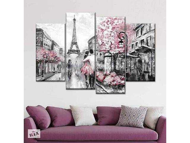 Модульная картина из четырех частей Art Studio Shop Парижское цветение 129x90 см (M4_L_9)