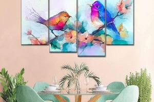 Модульная картина из четырех частей Art Studio Shop Пение птиц 129x90 см (M4_L_172)