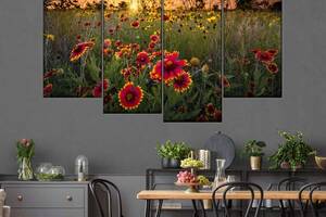 Модульная картина из четырех частей Art Studio Shop Поле цветов на закате 89x56 см (M4_M_233)