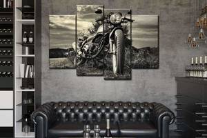 Модульная картина из четырех частей Art Studio Shop Ретро мотоцикл 129x90 см (M4_L_114)