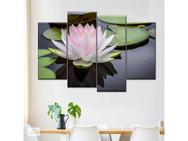 Модульная картина из четырех частей Art Studio Shop Розовая кувшинка на пруду 89x56 см (M4_M_132)