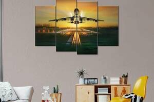 Модульная картина из четырех частей Art Studio Shop Самолет на взлетной полосе 129x90 см (M4_L_142)
