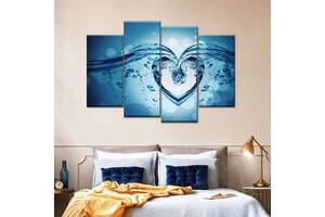 Модульна картина із чотирьох частин Art Studio Shop Серце з води 129x90 см (M4_L_226)