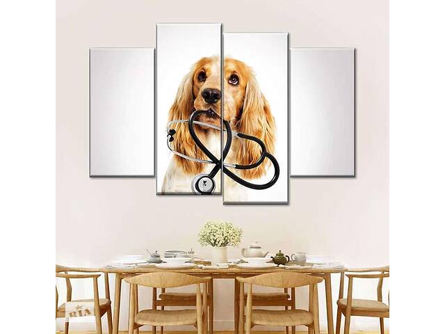 Модульна картина із чотирьох частин Art Studio Shop Собака лікар 89x56 см (M4_M_116)