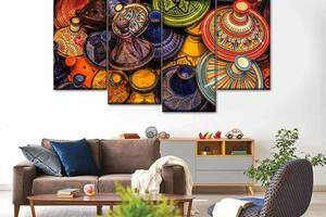 Модульная картина из четырех частей Art Studio Shop Цветные посудины 129x90 см (M4_L_27)