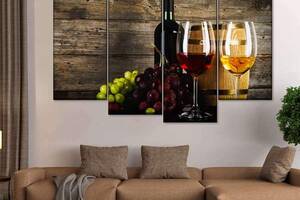 Модульна картина із чотирьох частин Art Studio Shop Вино у келихах 129x90 см (M4_L_74)