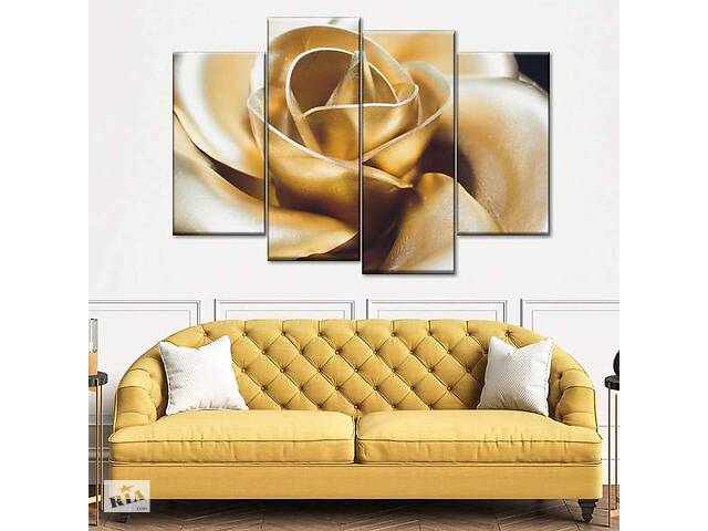 Модульная картина из четырех частей Art Studio Shop Золотая роза крупным планом 89x56 см (M4_M_175)
